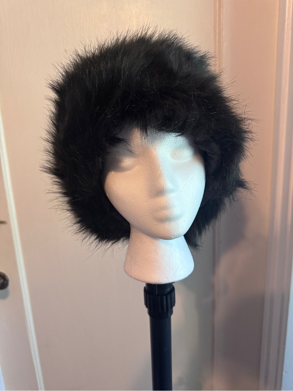 Black Faux Fur Hat - Plush Winter Headwear